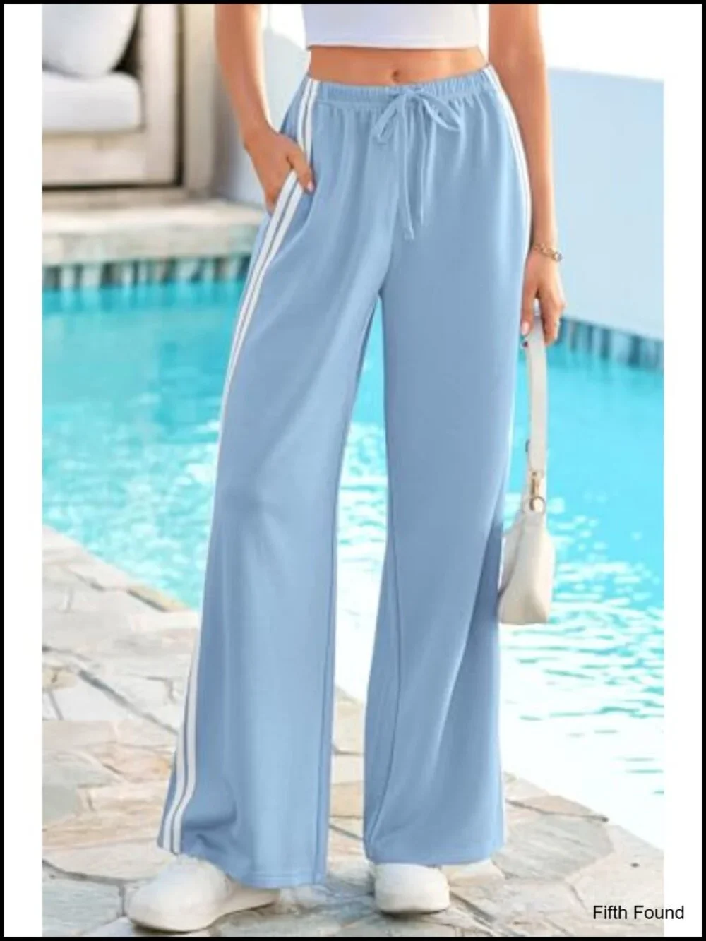 Wide Leg Sweatpants Drawstring Waist Athletic Track Pants with Pockets